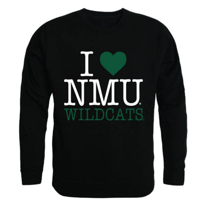 I Love NMU Northern Michigan University Wildcats Crewneck Pullover Sweatshirt Sweater-Campus-Wardrobe