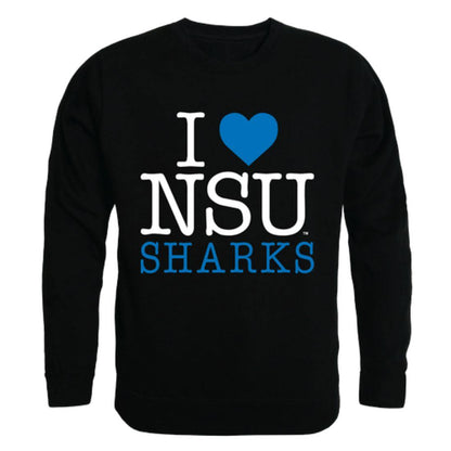 I Love NSU Nova Southeastern University Sharks Crewneck Pullover Sweatshirt Sweater-Campus-Wardrobe