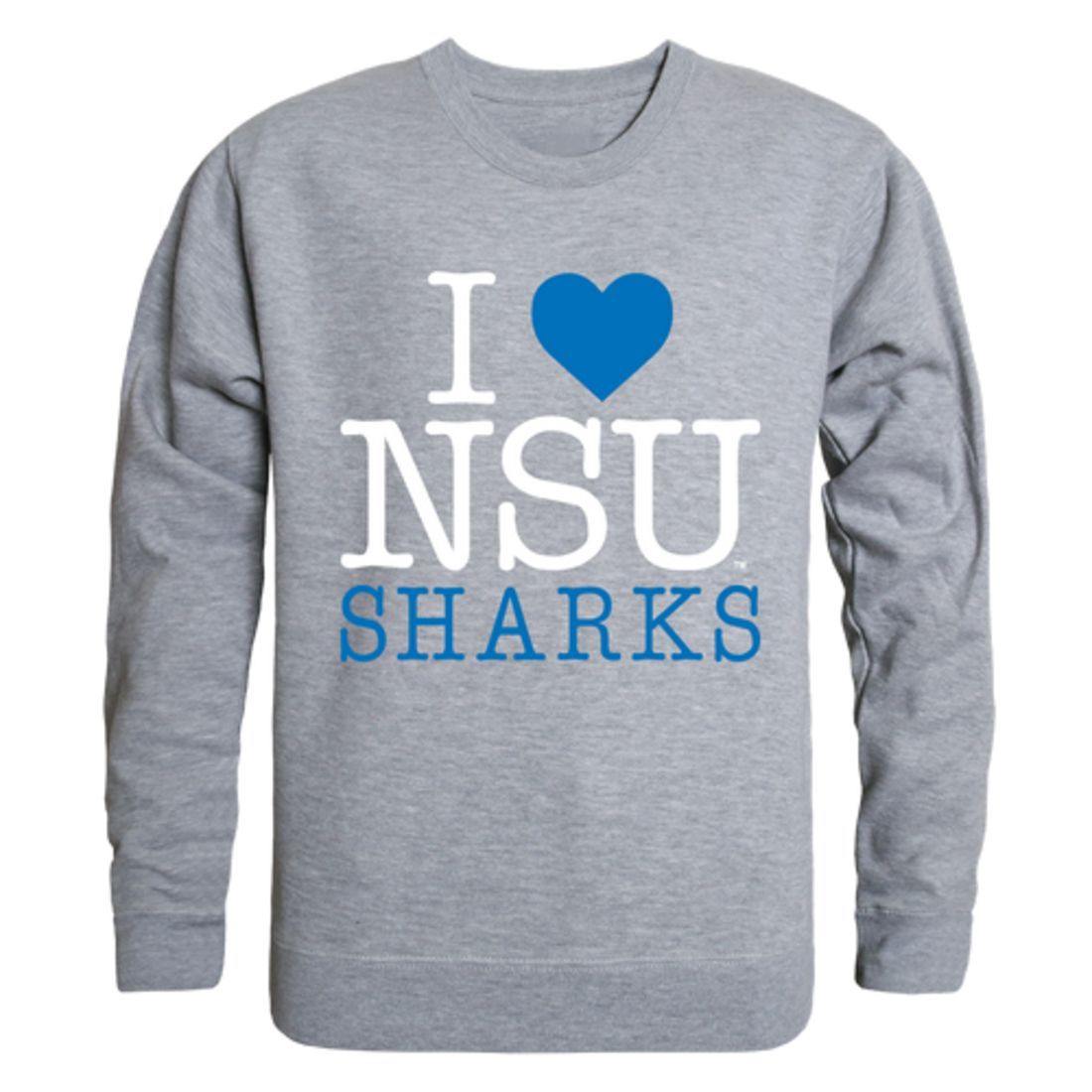 I Love NSU Nova Southeastern University Sharks Crewneck Pullover Sweatshirt Sweater-Campus-Wardrobe