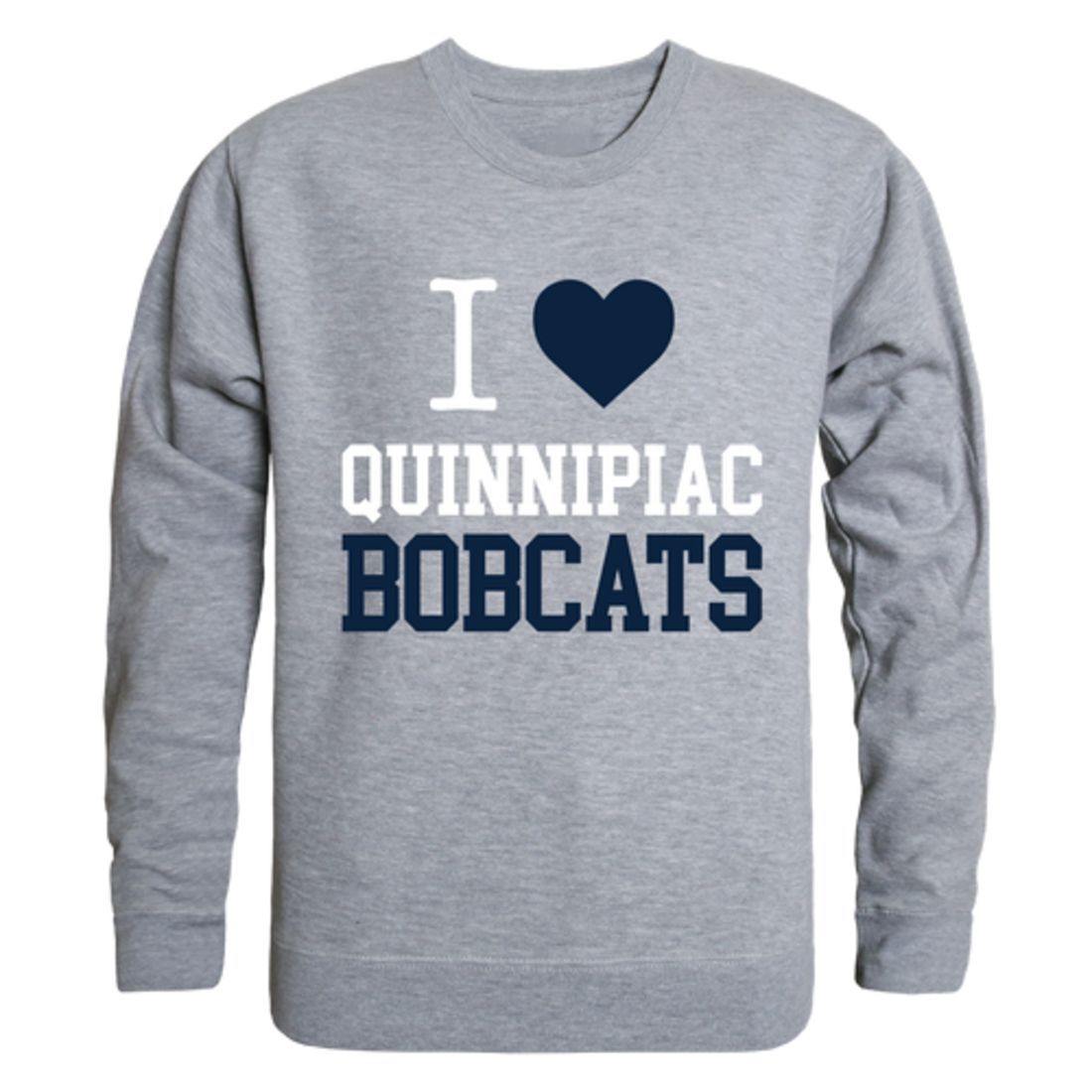 I Love QU Quinnipiac University Bobcats Crewneck Pullover Sweatshirt Sweater-Campus-Wardrobe