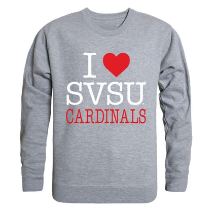 SVSU Saginaw Valley State University I Love Crewneck Pullover Sweatshirt Sweater-Campus-Wardrobe