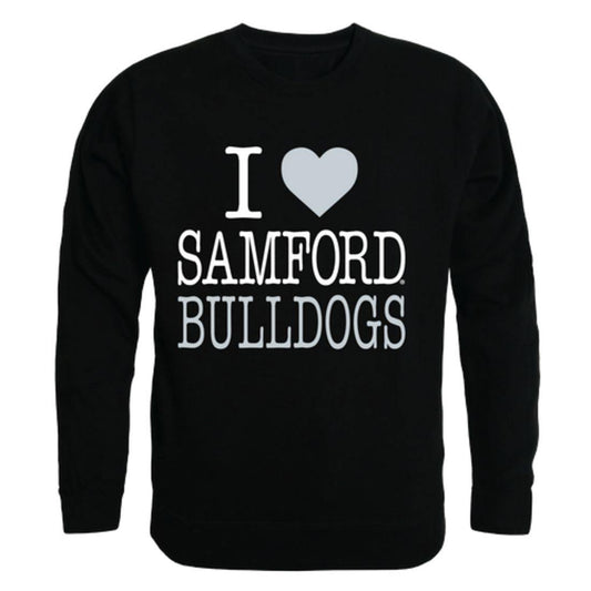 I Love Samford University Bulldogs Crewneck Pullover Sweatshirt Sweater-Campus-Wardrobe