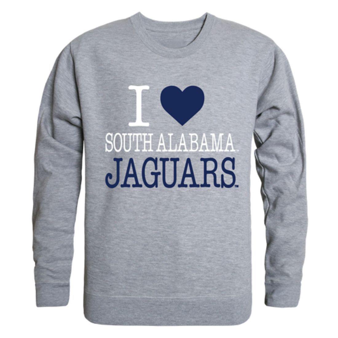 I Love University of South Alabama Jaguars Crewneck Pullover Sweatshirt Sweater-Campus-Wardrobe