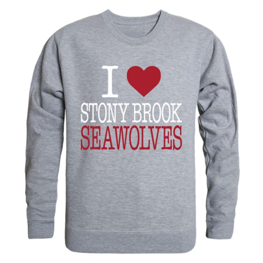 I Love Stony Brook University Seawolves Crewneck Pullover Sweatshirt Sweater-Campus-Wardrobe