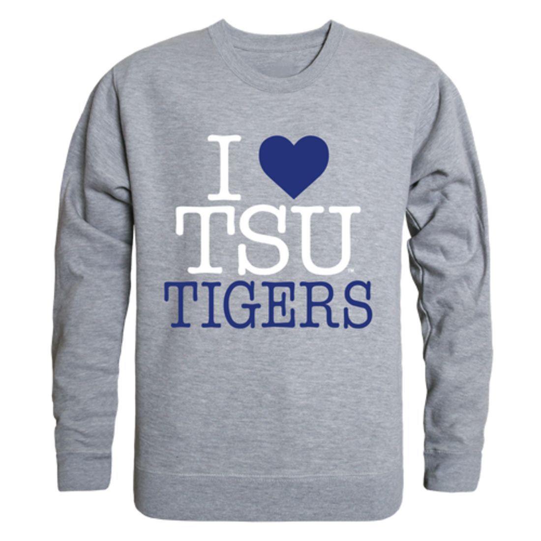 I Love TSU Tennessee State University Tigers Crewneck Pullover Sweatshirt Sweater-Campus-Wardrobe