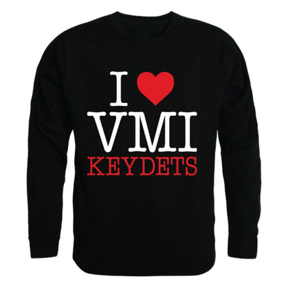 I Love VMI Virginia Military Institute Keydets Crewneck Pullover Sweatshirt Sweater-Campus-Wardrobe