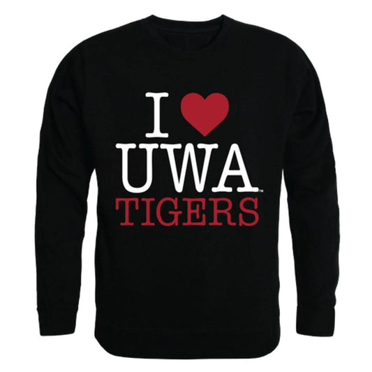 I Love UWA University of West Alabama Tigers Crewneck Pullover Sweatshirt Sweater-Campus-Wardrobe