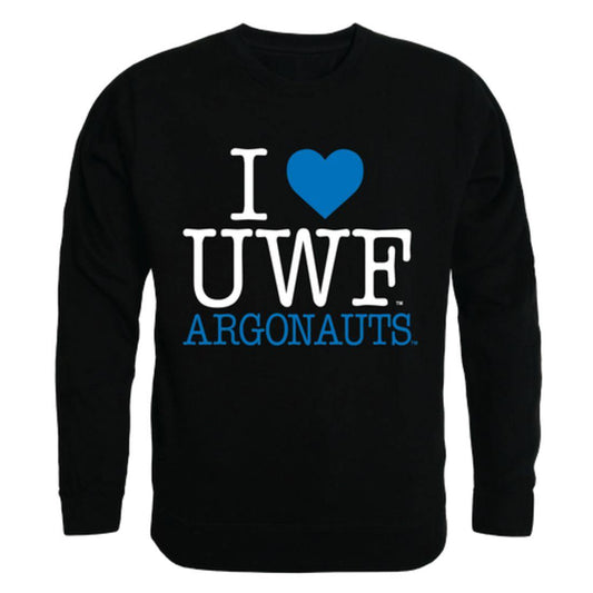 I Love UWF University of West Florida Argonauts Crewneck Pullover Sweatshirt Sweater-Campus-Wardrobe