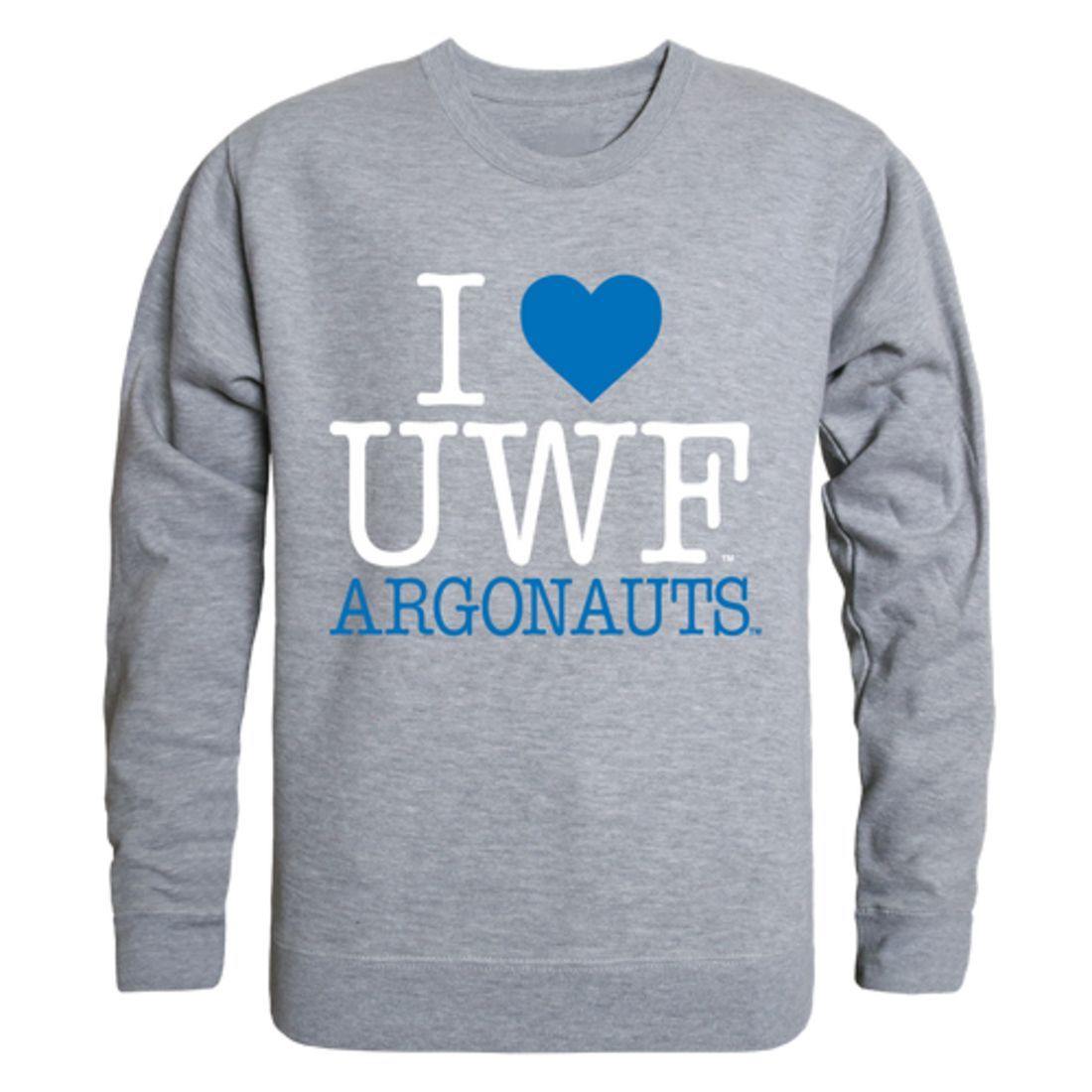 I Love UWF University of West Florida Argonauts Crewneck Pullover Sweatshirt Sweater-Campus-Wardrobe