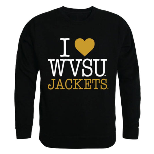I Love WVSU West Virginia State University Yellow Jackets Crewneck Pullover Sweatshirt Sweater-Campus-Wardrobe
