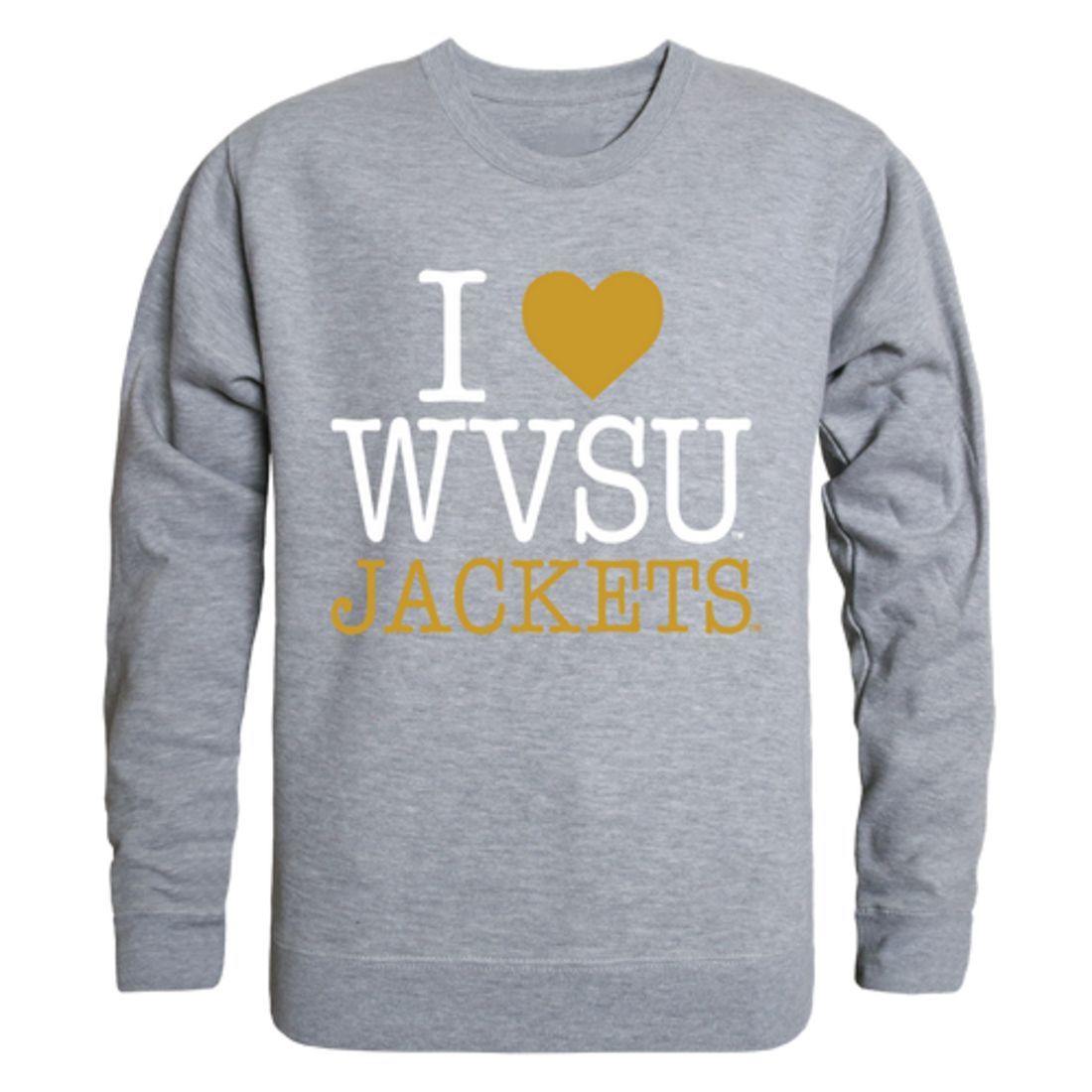 I Love WVSU West Virginia State University Yellow Jackets Crewneck Pullover Sweatshirt Sweater-Campus-Wardrobe