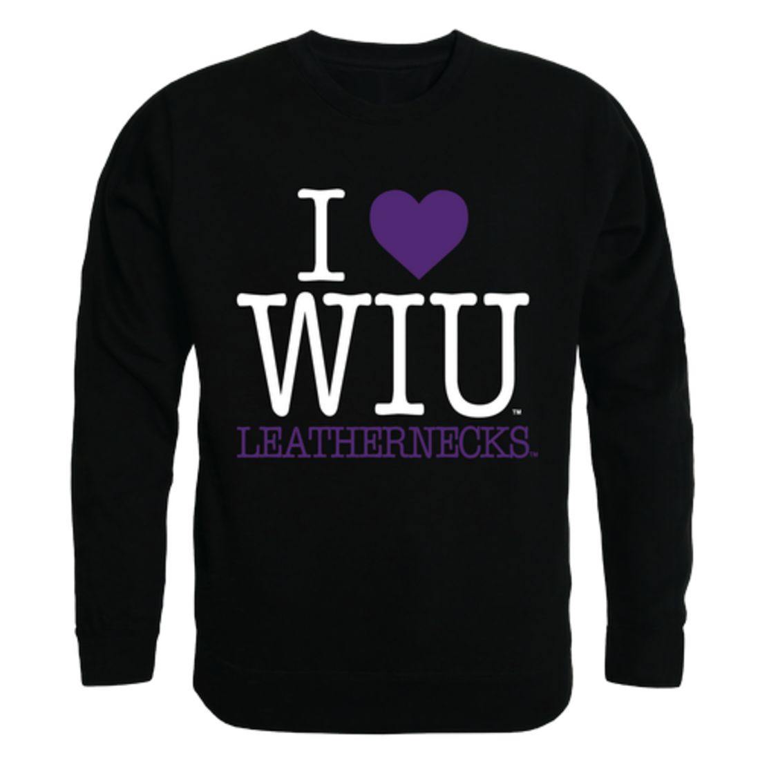 I Love WIU Western Illinois University Leathernecks Crewneck Pullover Sweatshirt Sweater-Campus-Wardrobe