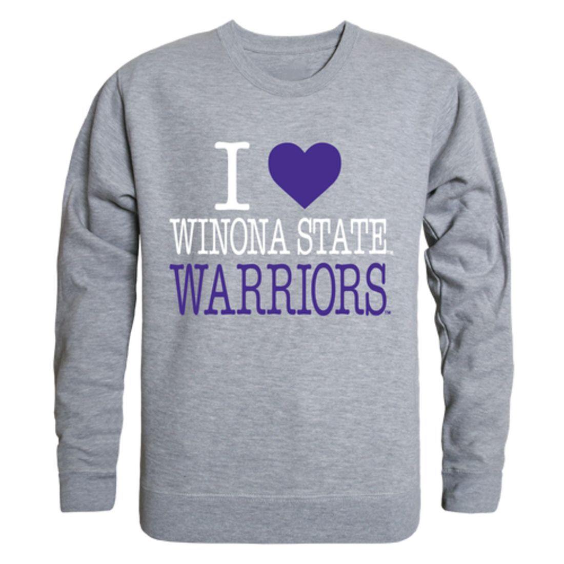 I Love Winona State University Warriors Crewneck Pullover Sweatshirt Sweater-Campus-Wardrobe