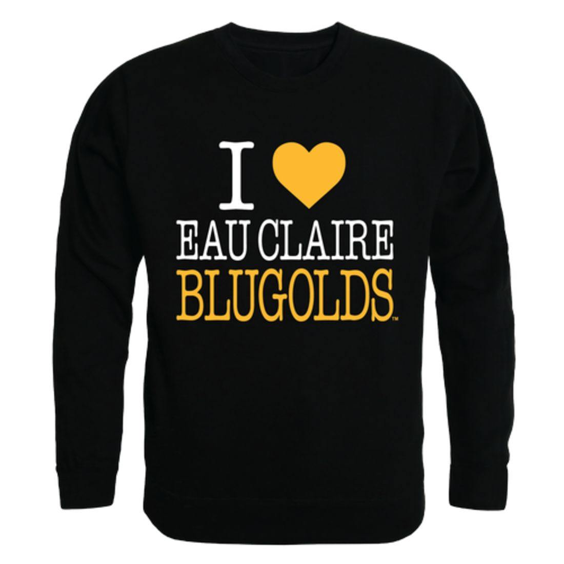 I Love UWEC University of Wisconsin-Eau Claire Blugolds Crewneck Pullover Sweatshirt Sweater-Campus-Wardrobe