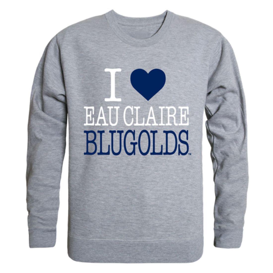 I Love UWEC University of Wisconsin-Eau Claire Blugolds Crewneck Pullover Sweatshirt Sweater-Campus-Wardrobe