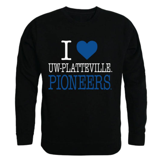 I Love UW University of Wisconsin Platteville Pioneers Crewneck Pullover Sweatshirt Sweater-Campus-Wardrobe