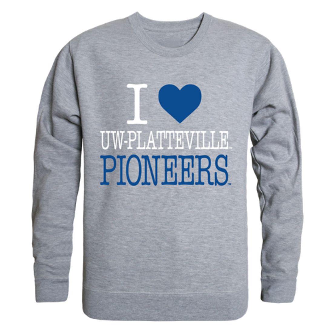 I Love UW University of Wisconsin Platteville Pioneers Crewneck Pullover Sweatshirt Sweater-Campus-Wardrobe