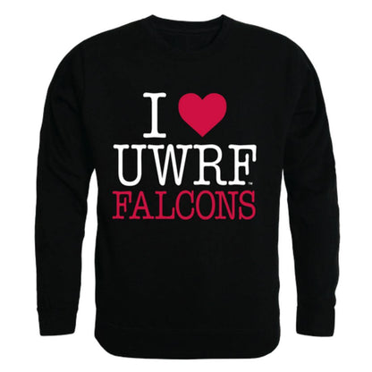 I Love UWRF University of Wisconsin River Falls Falcons Crewneck Pullover Sweatshirt Sweater-Campus-Wardrobe