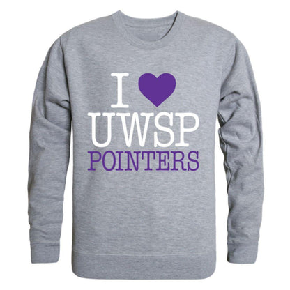 I Love UWSP University of Wisconsin Stevens Point Pointers Crewneck Pullover Sweatshirt Sweater-Campus-Wardrobe