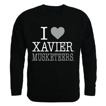 I Love Xavier University Musketeers Crewneck Pullover Sweatshirt Sweater-Campus-Wardrobe