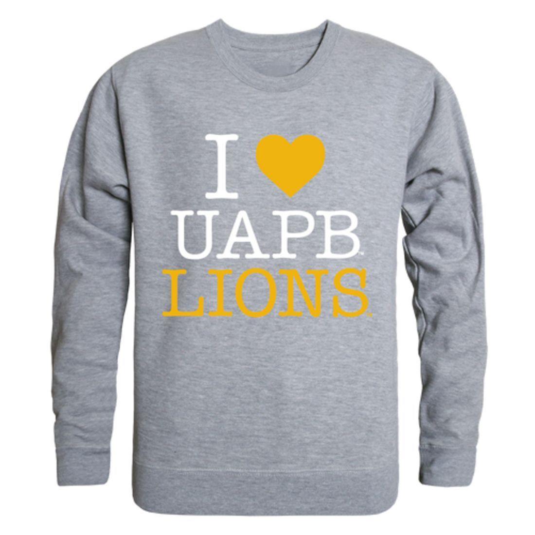 I Love UAPB University of Arkansas Pine Bluff Golden Lions Crewneck Pullover Sweatshirt Sweater-Campus-Wardrobe