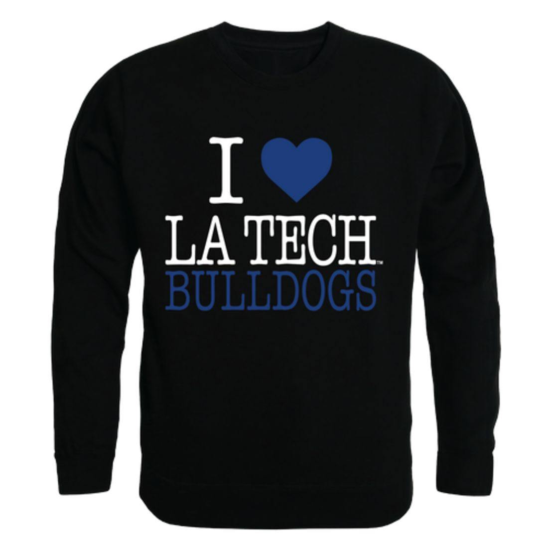 I Love Louisiana Tech University Bulldogs Crewneck Pullover Sweatshirt Sweater-Campus-Wardrobe