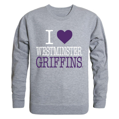 I Love Westminster College Griffins Crewneck Pullover Sweatshirt Sweater-Campus-Wardrobe