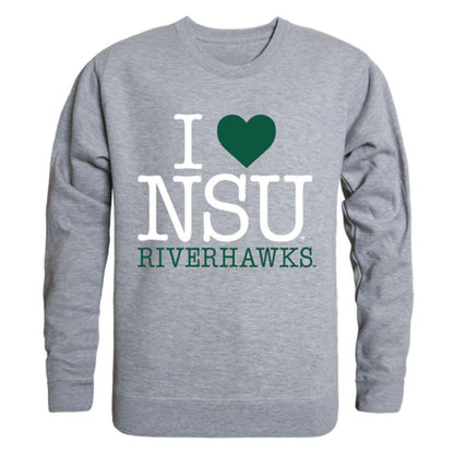 I Love NSU Northeastern State University RiverHawks Crewneck Pullover Sweatshirt Sweater-Campus-Wardrobe