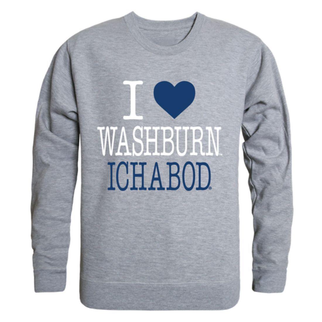 I Love Washburn University Ichabods Crewneck Pullover Sweatshirt Sweater-Campus-Wardrobe