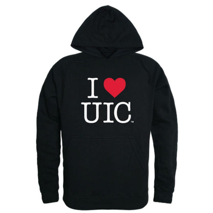I Love UIC University of Illinois at Chicago Flames Hoodie Sweatshirt-Campus-Wardrobe