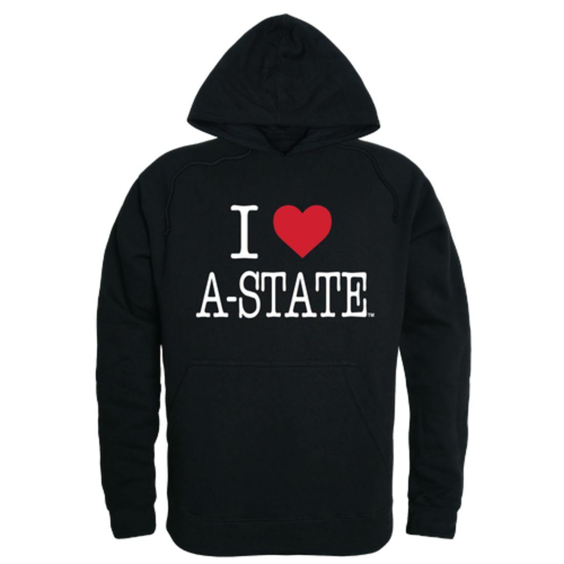 I Love Arkansas State University A-State Red Wolves Hoodie Sweatshirt-Campus-Wardrobe