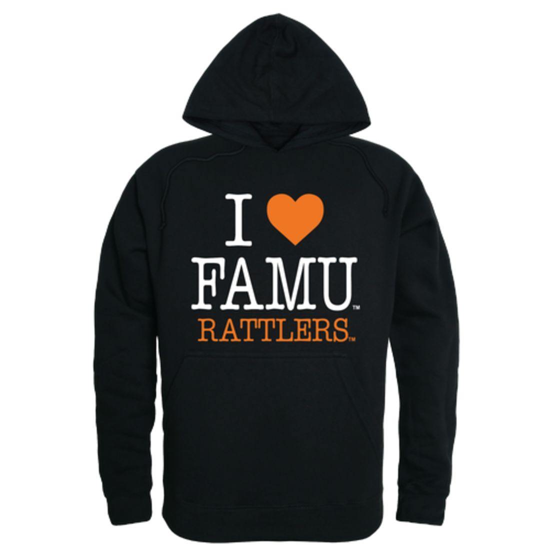 I Love FAMU Florida A&M University Rattlers Hoodie Sweatshirt-Campus-Wardrobe