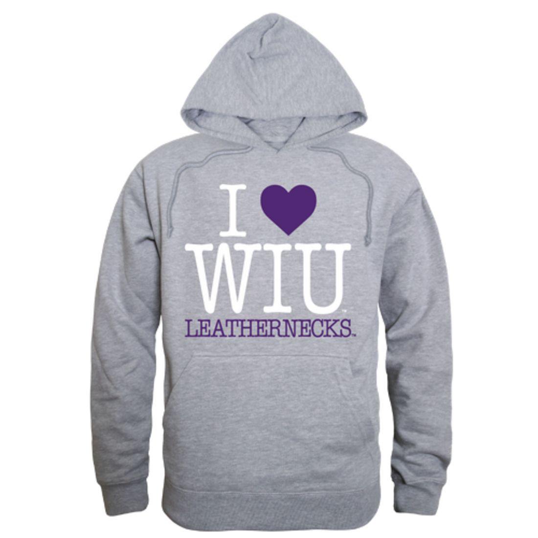 I Love WIU Western Illinois University Leathernecks Hoodie Sweatshirt-Campus-Wardrobe