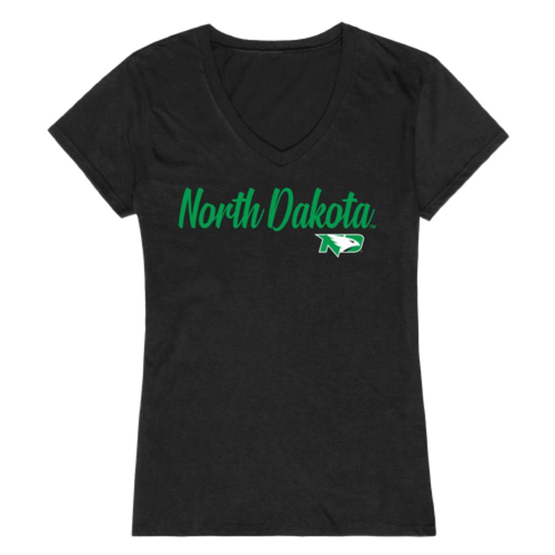 UND University of North Dakota Fighting Hawks Womens Script Tee T-Shirt-Campus-Wardrobe