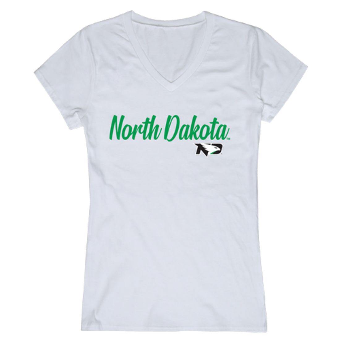 UND University of North Dakota Fighting Hawks Womens Script Tee T-Shirt-Campus-Wardrobe