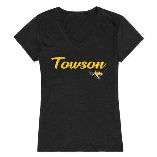 TU Towson University Tigers Womens Script Tee T-Shirt-Campus-Wardrobe
