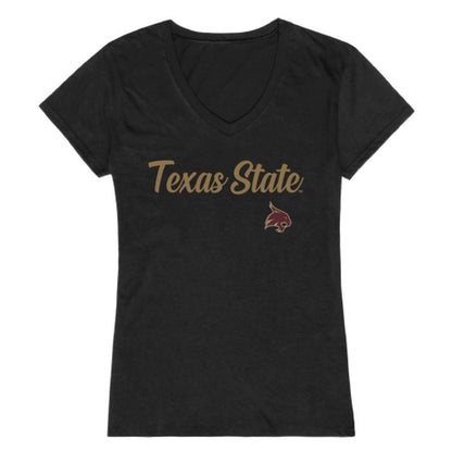 Texas State University Bobcats Womens Script Tee T-Shirt-Campus-Wardrobe
