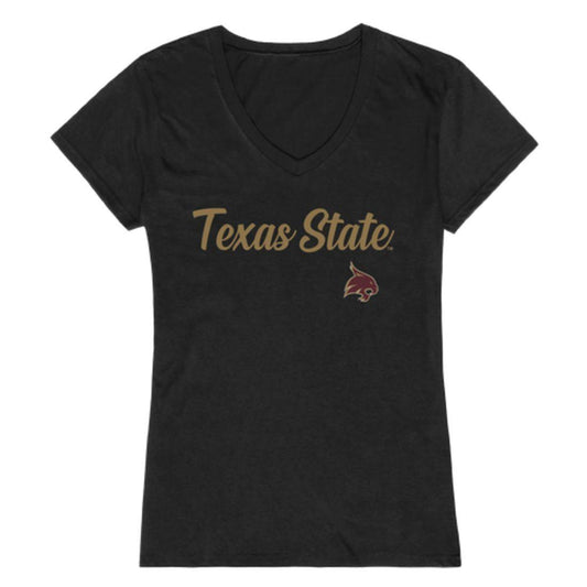 Texas State University Bobcats Womens Script Tee T-Shirt-Campus-Wardrobe