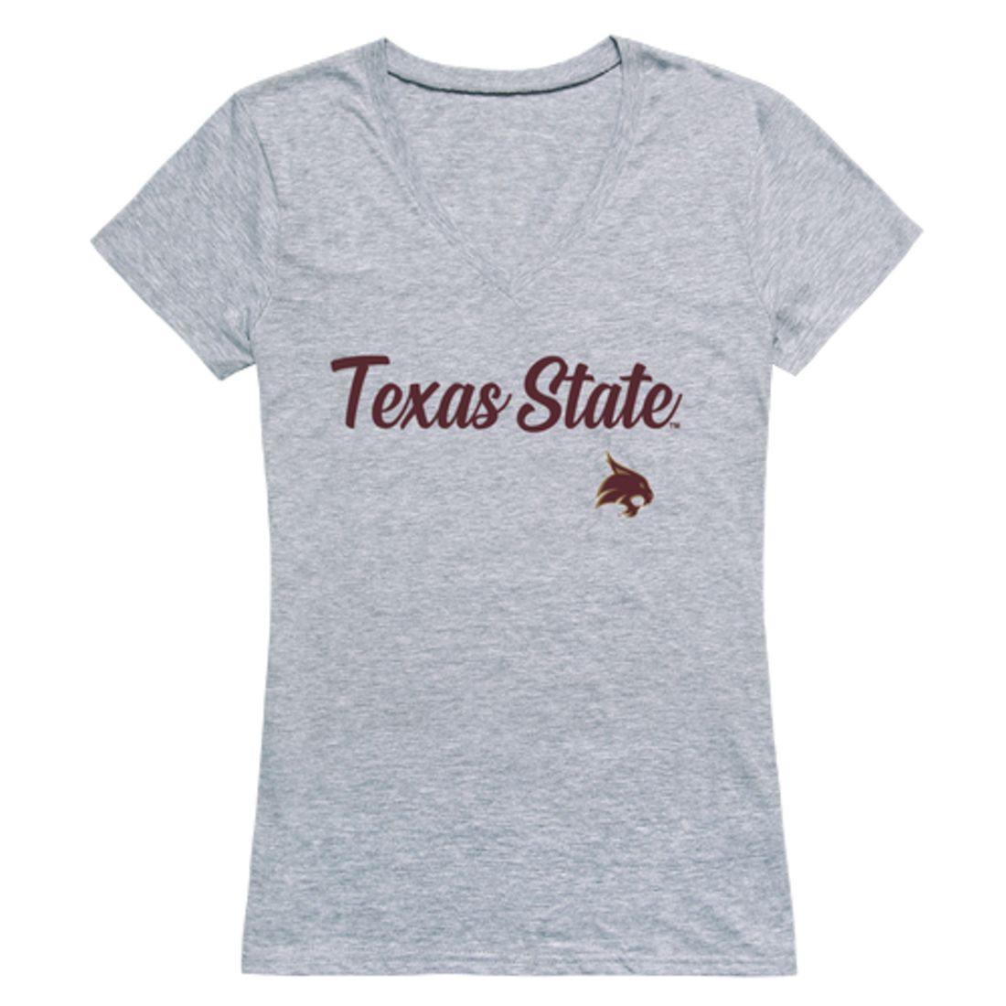 Texas State University Bobcats Womens Script Tee T-Shirt-Campus-Wardrobe