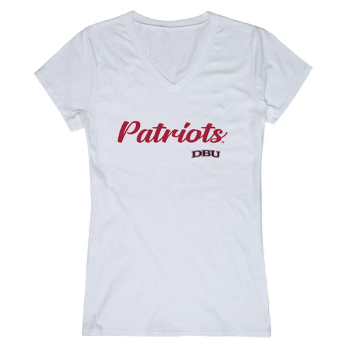 DBU Dallas Baptist University Patriot Womens Script Tee T-Shirt-Campus-Wardrobe