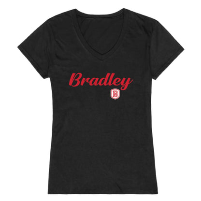 Bradley University Braves Womens Script Tee T-Shirt-Campus-Wardrobe