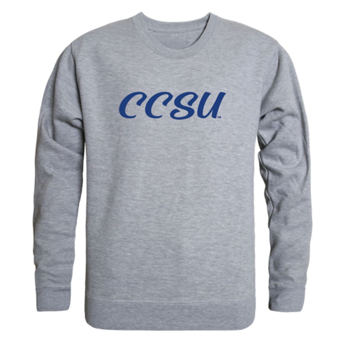 CCSU Central Connecticut State University Blue Devils Script Crewneck Pullover Sweatshirt Sweater Heather Charcoal-Campus-Wardrobe