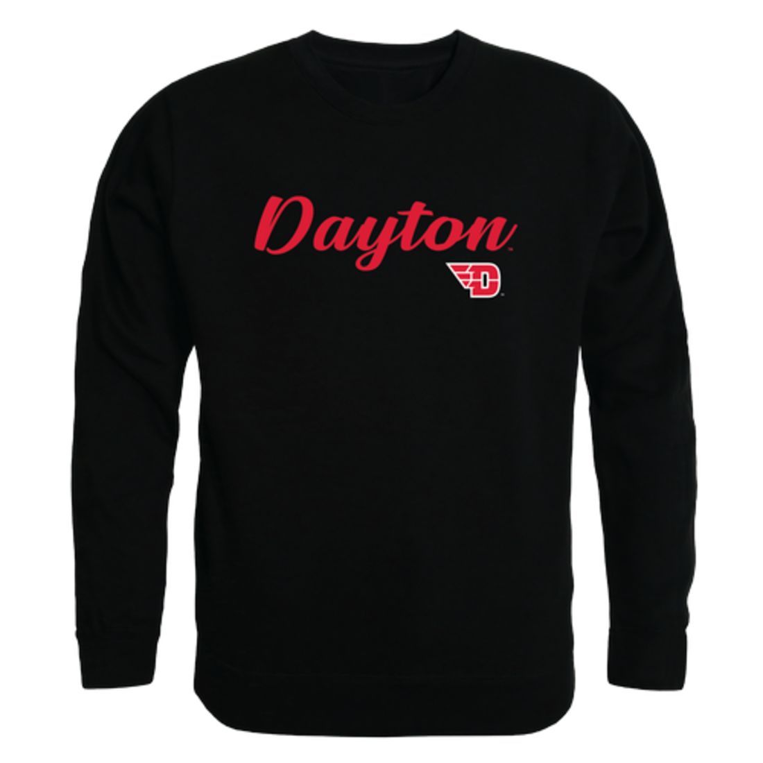 UD University of Dayton Flyers Script Crewneck Pullover Sweatshirt Sweater Black-Campus-Wardrobe