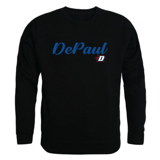 DePaul University Blue Demons Script Crewneck Pullover Sweatshirt Sweater Black-Campus-Wardrobe