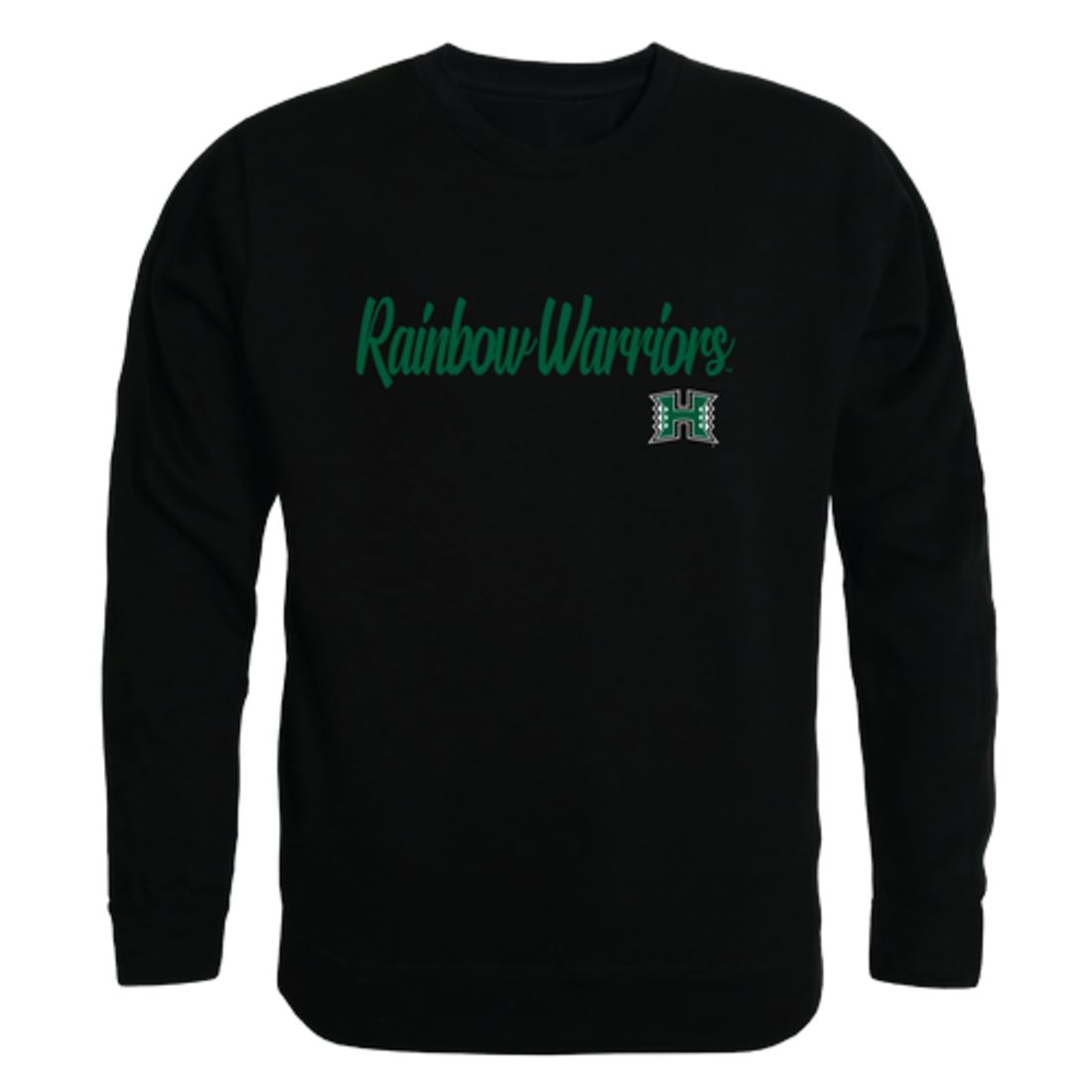 University of Hawaii Rainbow Warriors Script Crewneck Pullover Sweatshirt Sweater Black-Campus-Wardrobe