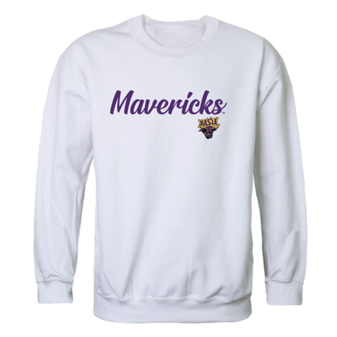 MNSU Minnesota State University Mankato Mavericks Script Crewneck Pullover Sweatshirt Sweater Black-Campus-Wardrobe