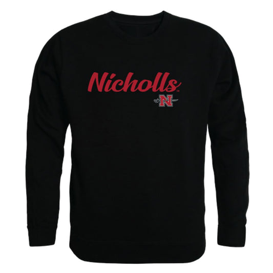 Nicholls State University Colonels Script Crewneck Pullover Sweatshirt Sweater Black-Campus-Wardrobe
