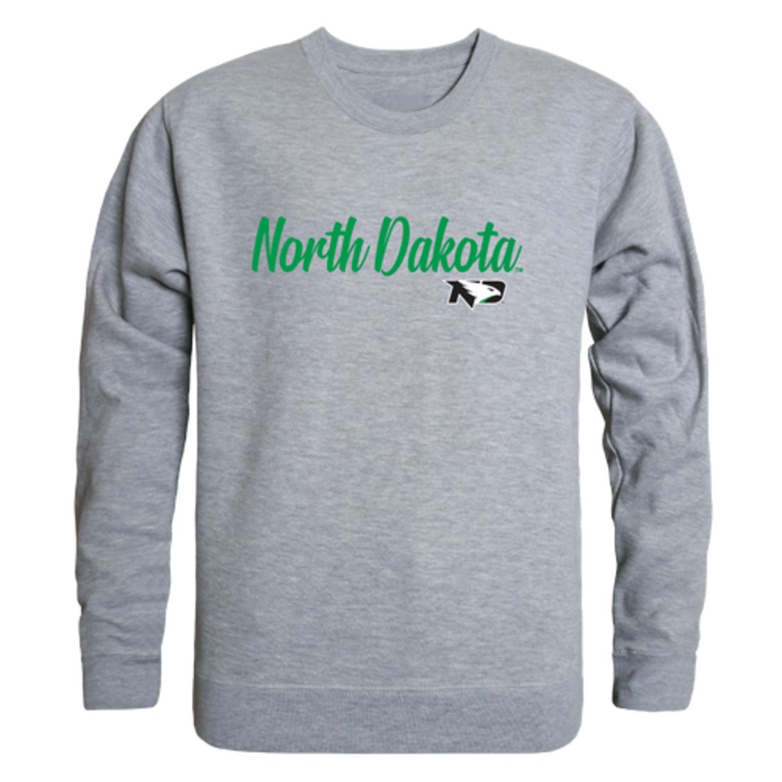 UND University of North Dakota Fighting Hawks Script Crewneck Pullover Sweatshirt Sweater Black-Campus-Wardrobe