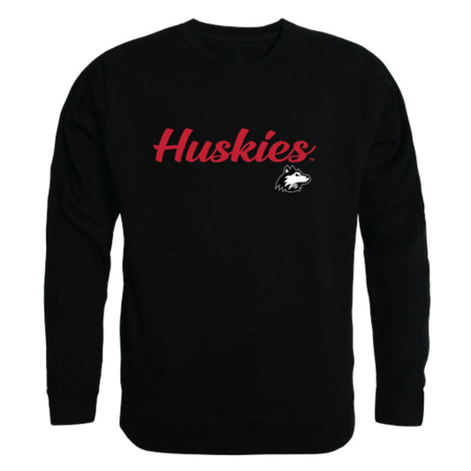 NIU Northern Illinois University Huskies Script Crewneck Pullover Sweatshirt Sweater Black-Campus-Wardrobe