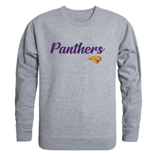 Mouseover Image, University of Northern Iowa Panthers Script Crewneck Pullover Sweatshirt Sweater Black-Campus-Wardrobe